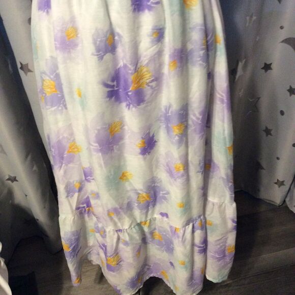 Cottagecore Puffed Sleeves Floral Dress Large L Lined Gathered Neckline - Picture 2 of 7